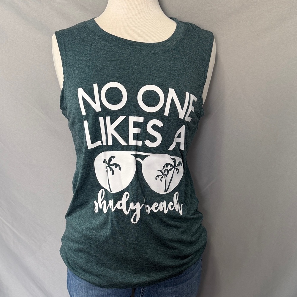 Women's Sleeveless Graphic Top - Teal